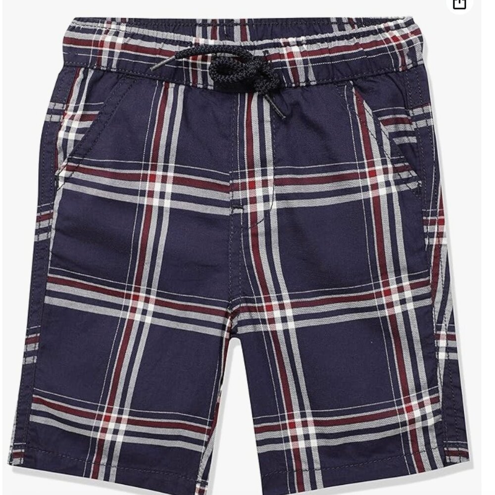 ;Max Kids Checked Woven Bermuda Shorts Blue White Size 8–9 Boys